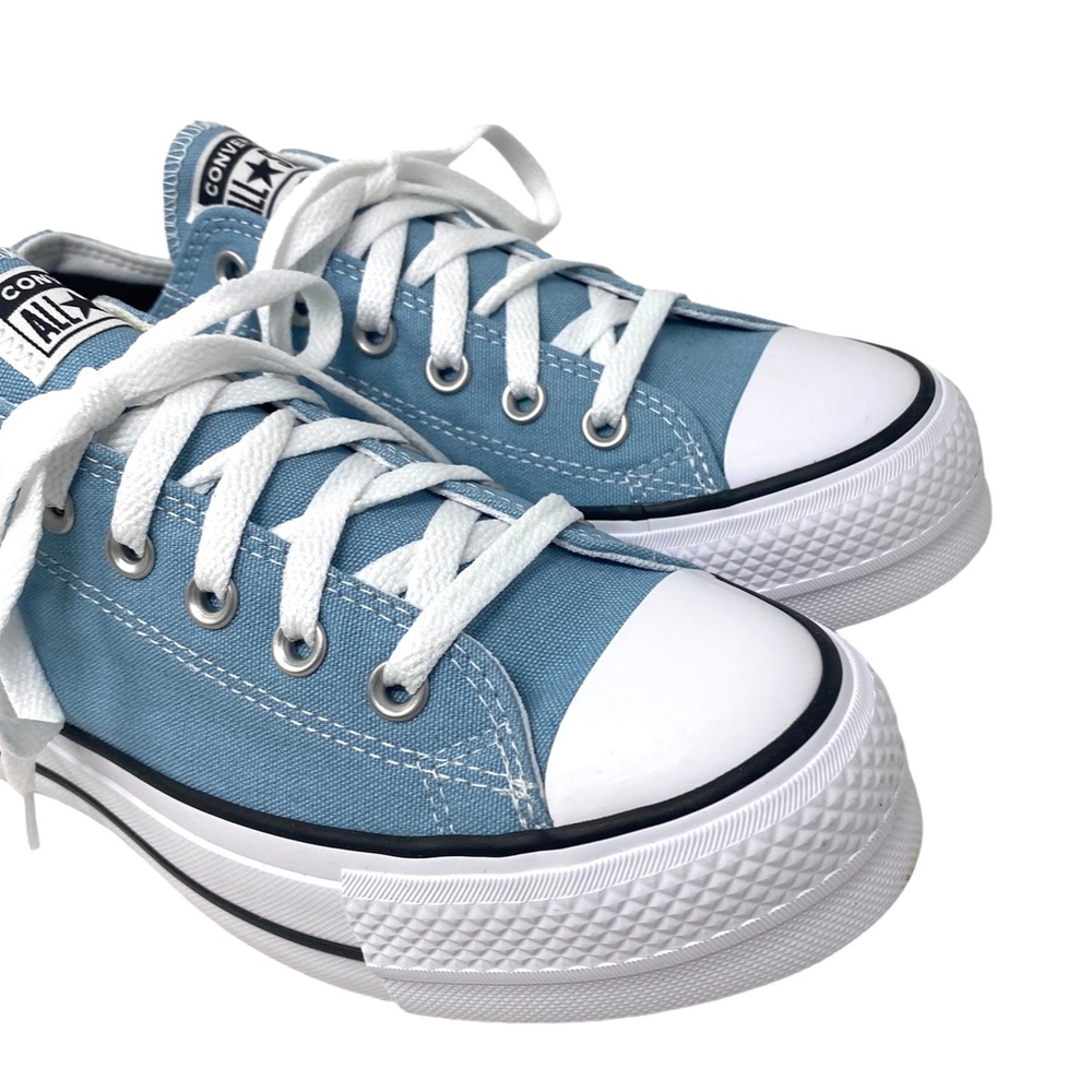 Converse Ctas Lift OX Worn Blue Canvas Platform Women's Low Top Sneaker A09956C - Picture 4 of 9